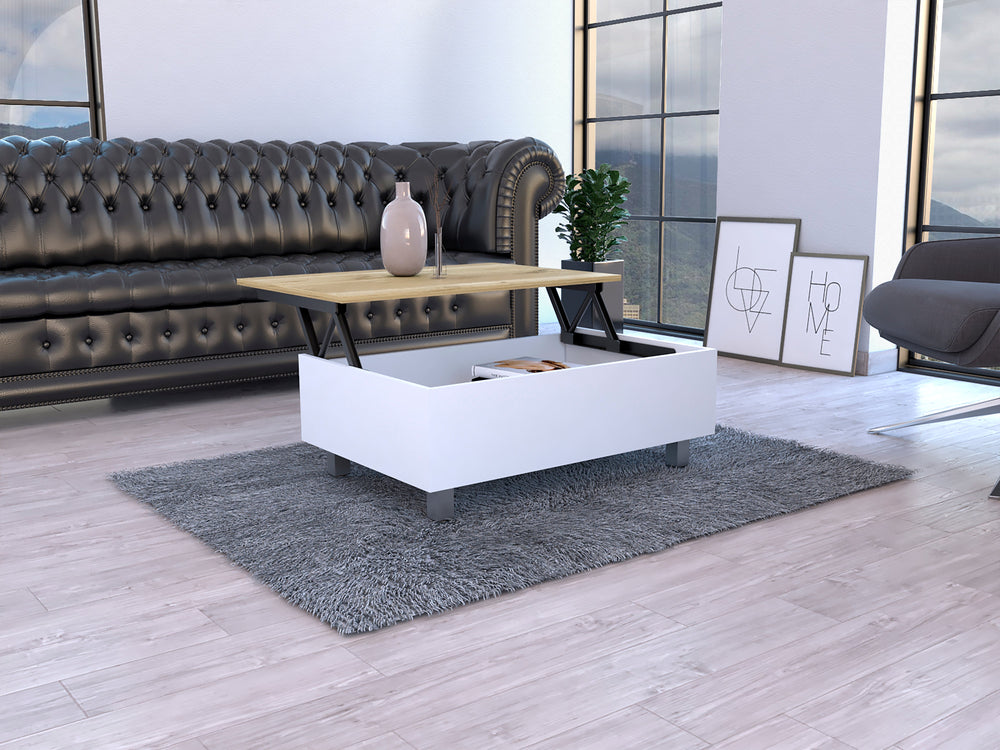 31-Inch Aran Lift Top Coffee Table – Hidden Storage Compartment