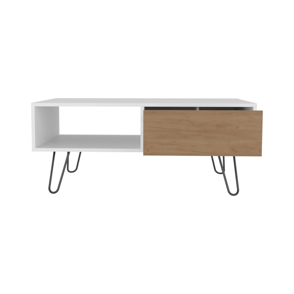 40-Inch Ranlo Coffee Table with 1-Drawer – Slim Hairpin Legs