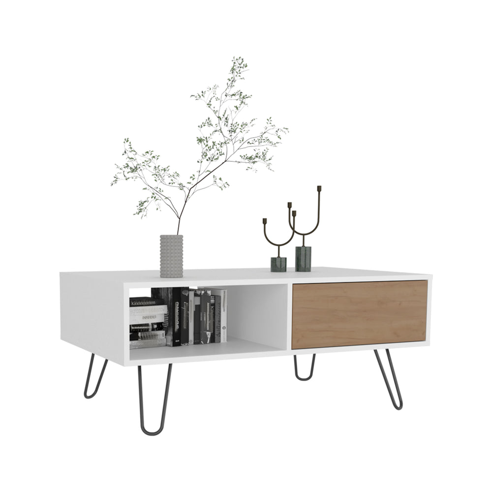 40-Inch Ranlo Coffee Table with 1-Drawer – Open Storage Shelf