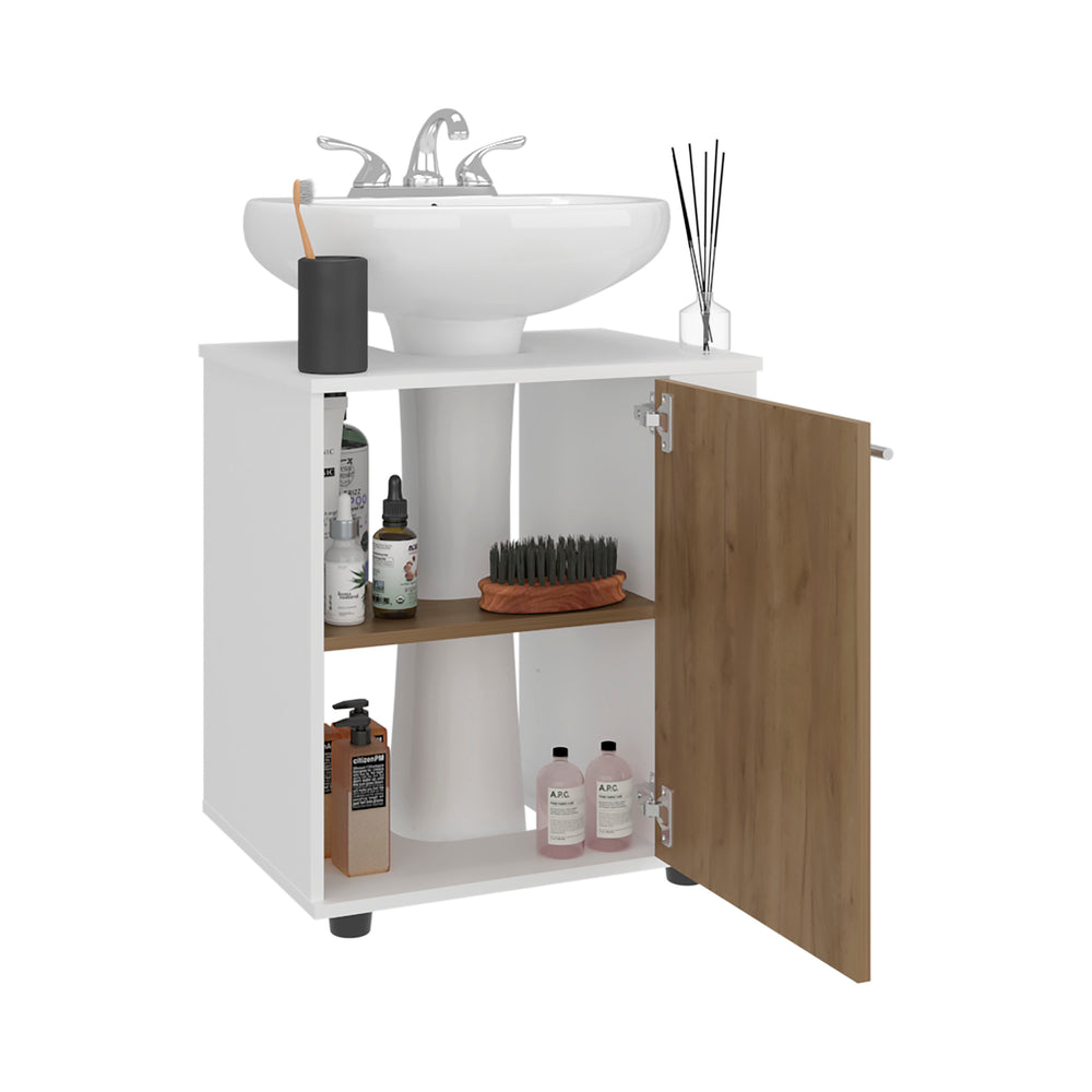 22-Inch Enfield Under Under-Sink Storage Cabinet with Single Door and 2 Open Shelves – Organized Interior Shelving