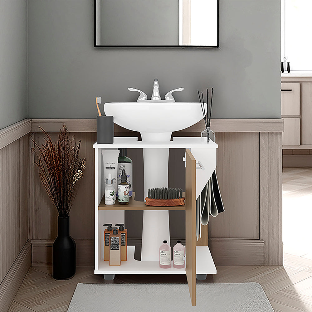 22-Inch Enfield Under Under-Sink Storage Cabinet with Single Door and 2 Open Shelves – Concealed Cabinet Storage