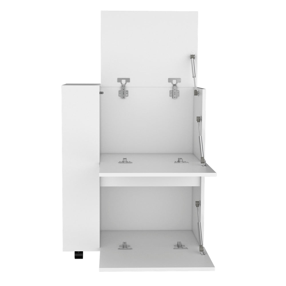 26-Inch Tully Bar Cart with 2 Open Shelves – Locking Caster Wheels