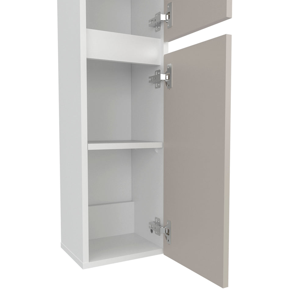 10-Inch Burgaw Storage Cabinet with Double Door and 4 Open Shelves – Space-Saving Design