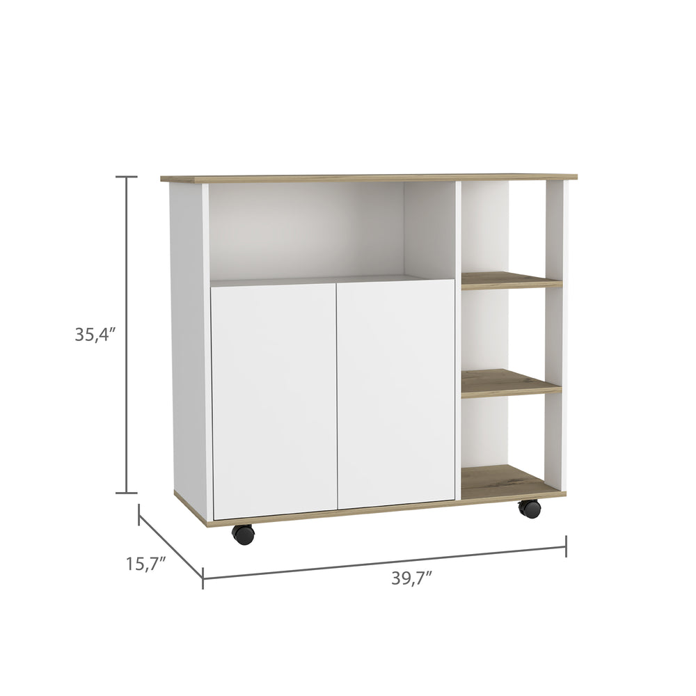 St. Thomas Rolling Kitchen Cart with Casters and Double Door – Durable Construction
