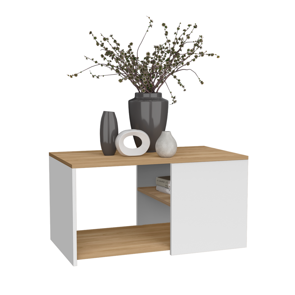 32-Inch Faison Coffee Table with 2 Open Shelves – Open And Closed Storage