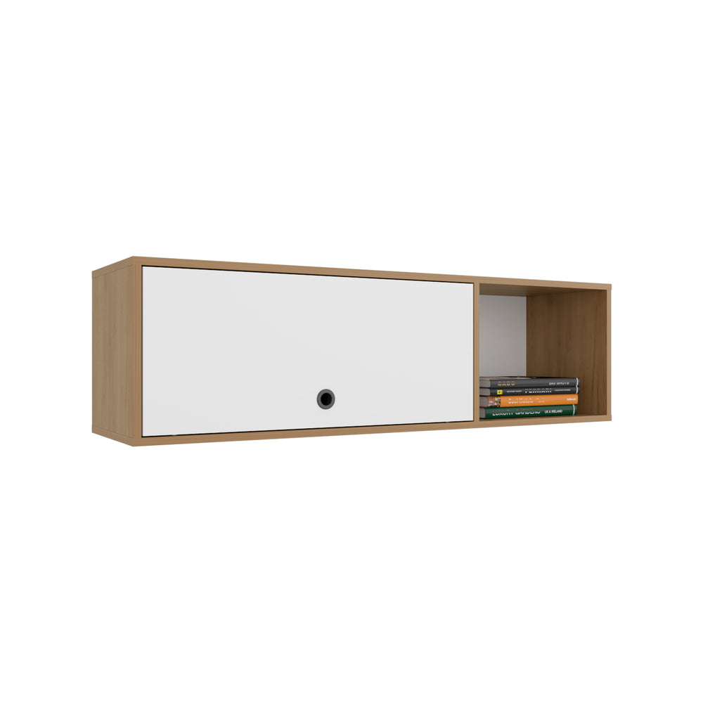 47-Inch Somerset Wall Cabinet with Single Door and 3 Open Shelves – Open Interior Shelving