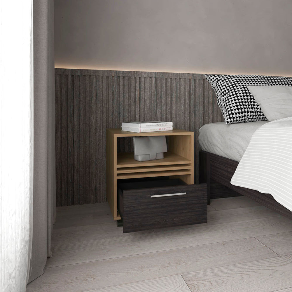 19-Inch Alsen Nightstand with Casters and 1-Drawer – Slim Side Storage Slots