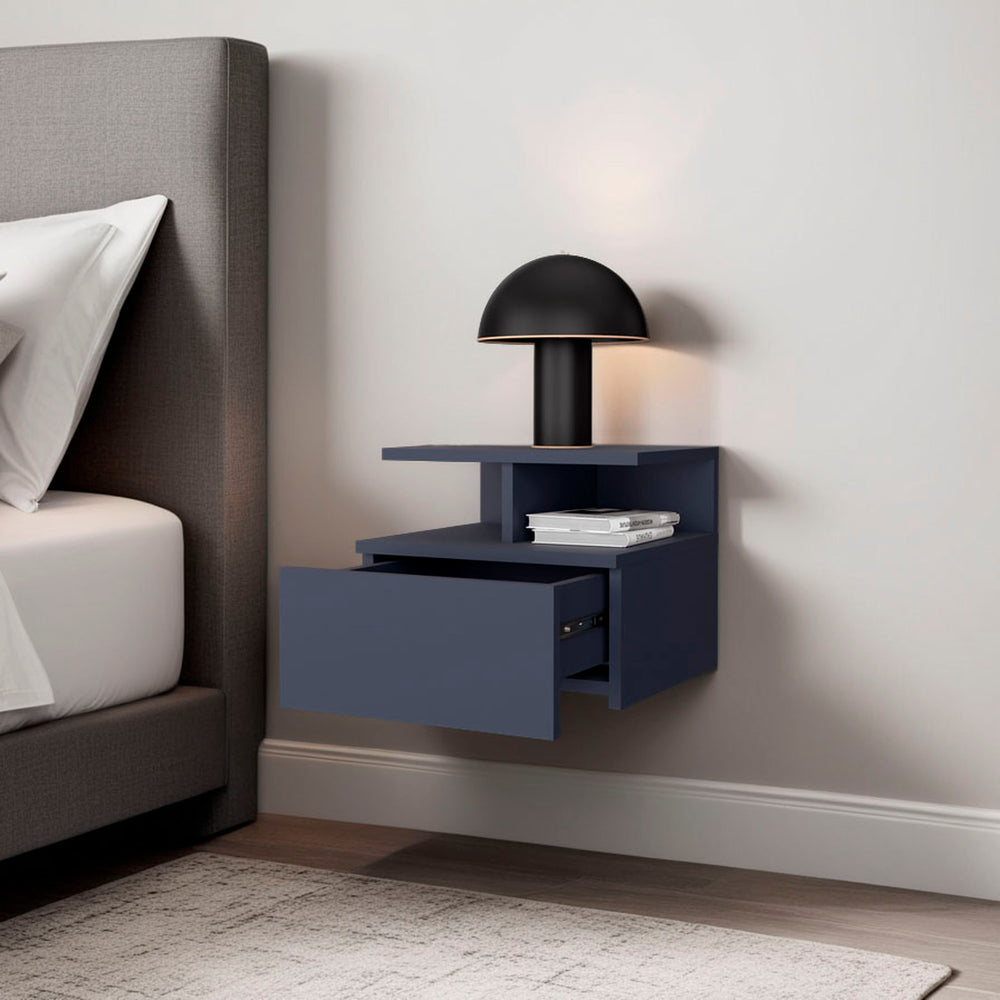 14-Inch Healy Nightstand with 1-Drawer and 2 Open Shelves – Space-Saving Design
