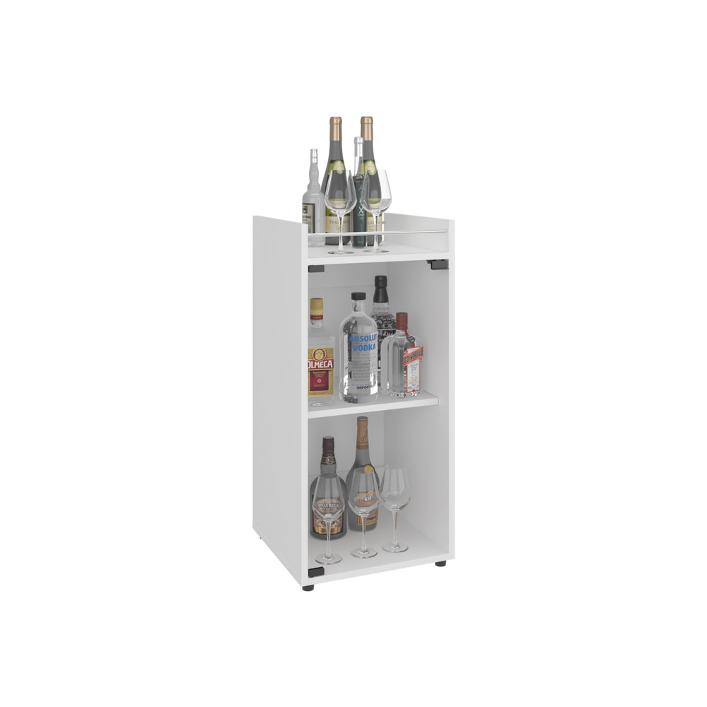 15-Inch Boon Mini Bar Cabinet with 2 Open Shelves – Open-Front Design