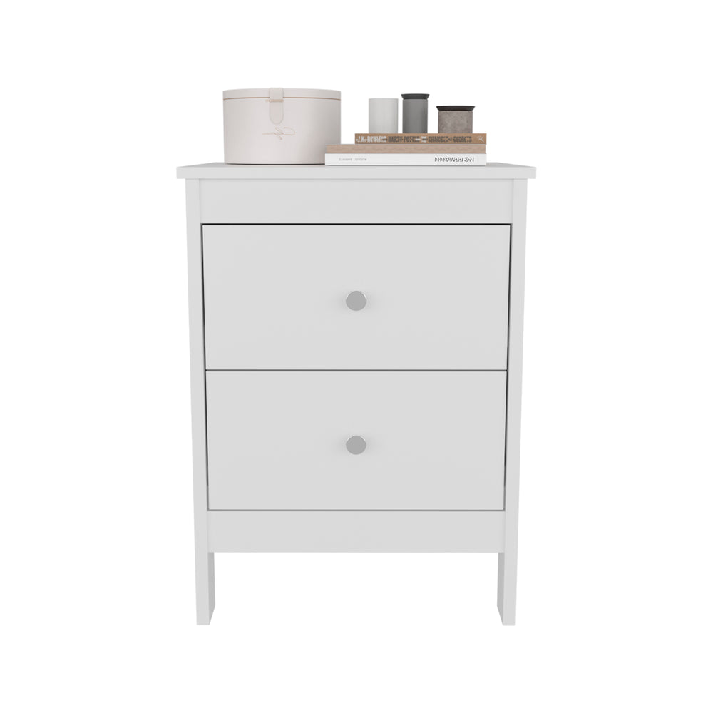 19-Inch Norge Nightstand with 2-Drawer – Round Pull Handles