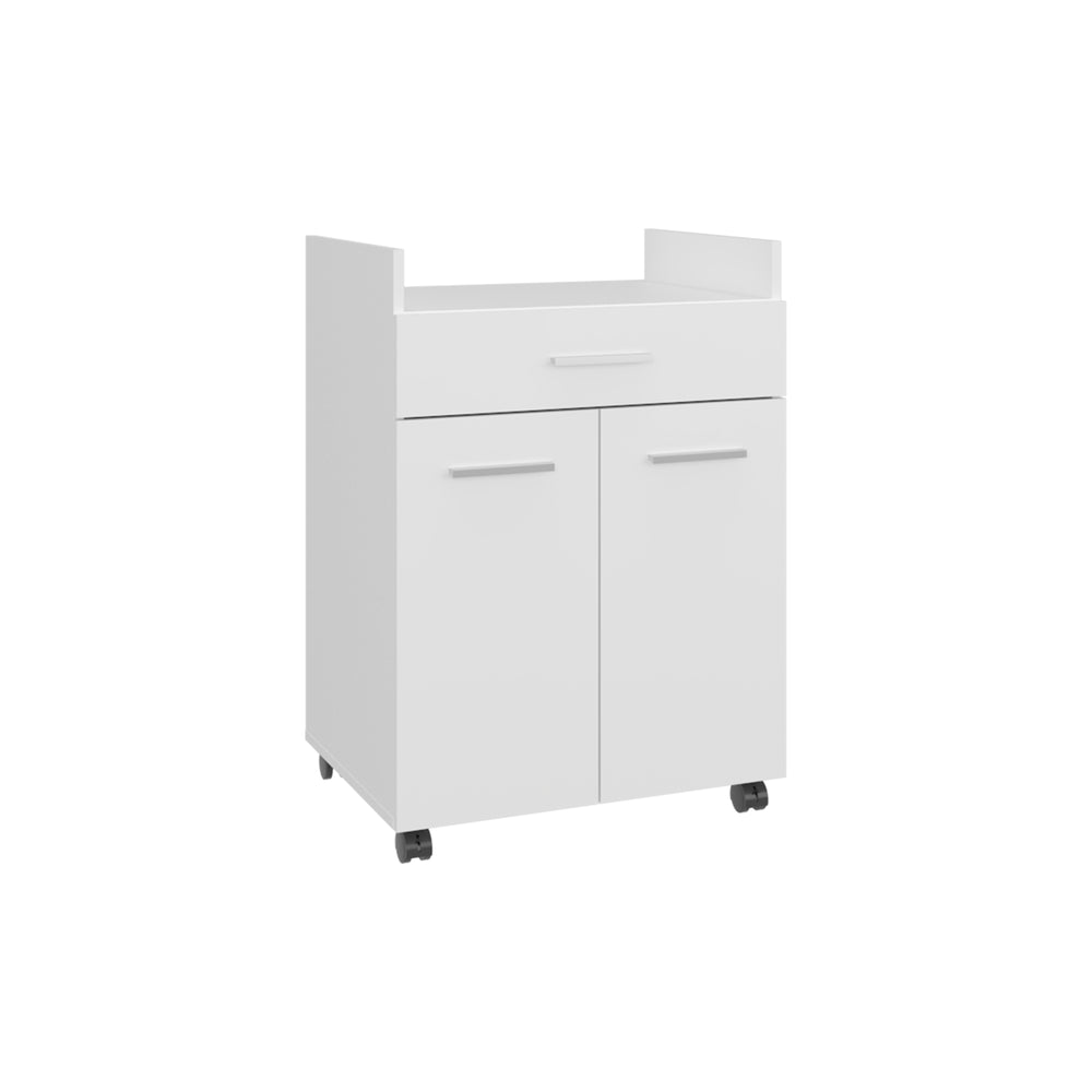 24-Inch Epps Rolling Kitchen Cart with Casters and 1-Drawer – Concealed Cabinet Storage