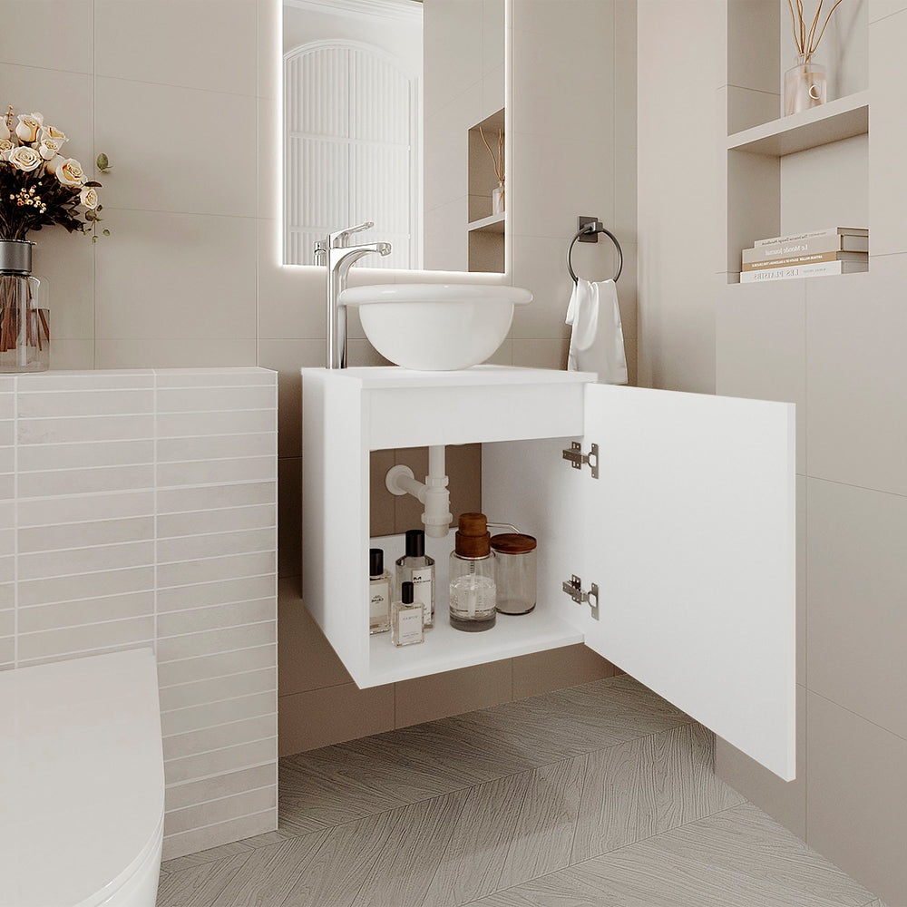 18-Inch Bellevue Bathroom Vanity with Sink with Single Door – Wall-Mounted Design