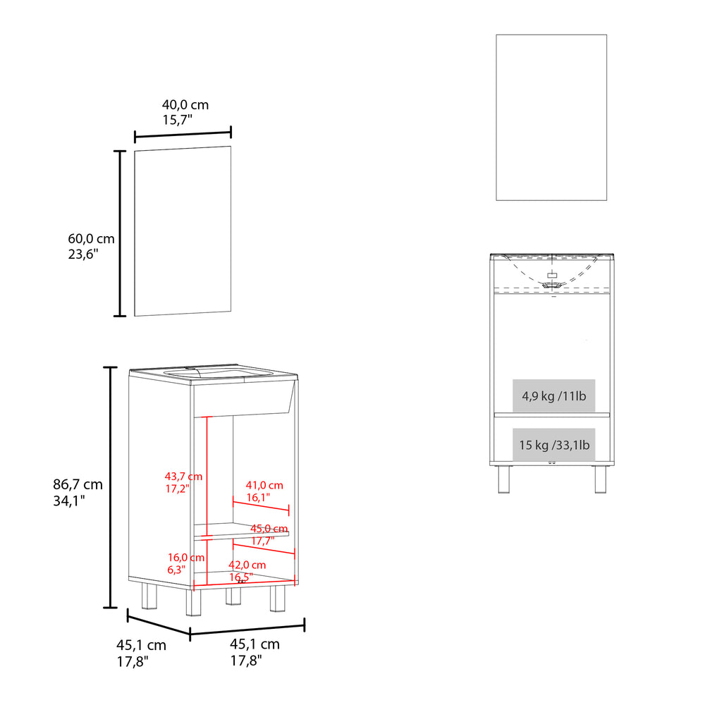 Ingold Bathroom Vanity Set with Mirror with Mirror and Double Door – Sturdy Shelf Support
