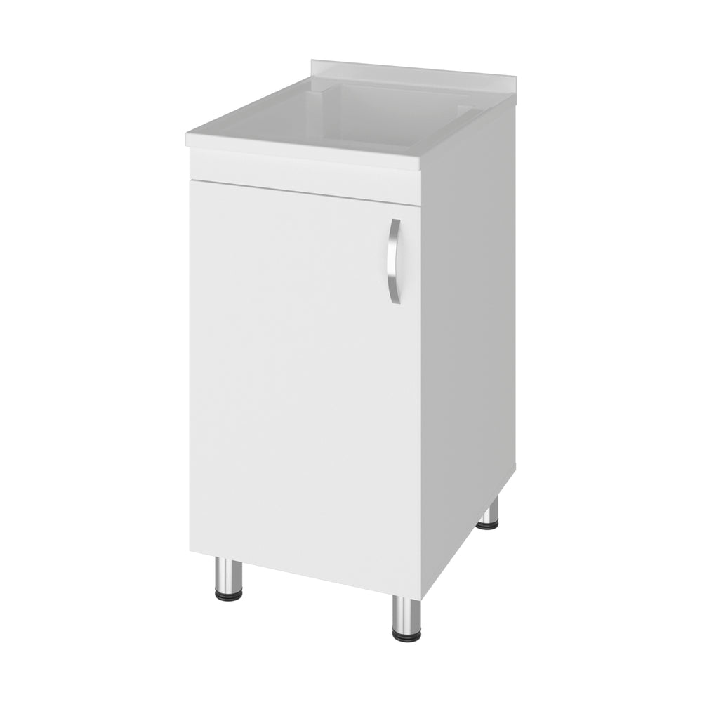 24-Inch Mylo Freestanding Utility Sink Cabinet with Single Door and 2 Open Shelves – Durable Construction