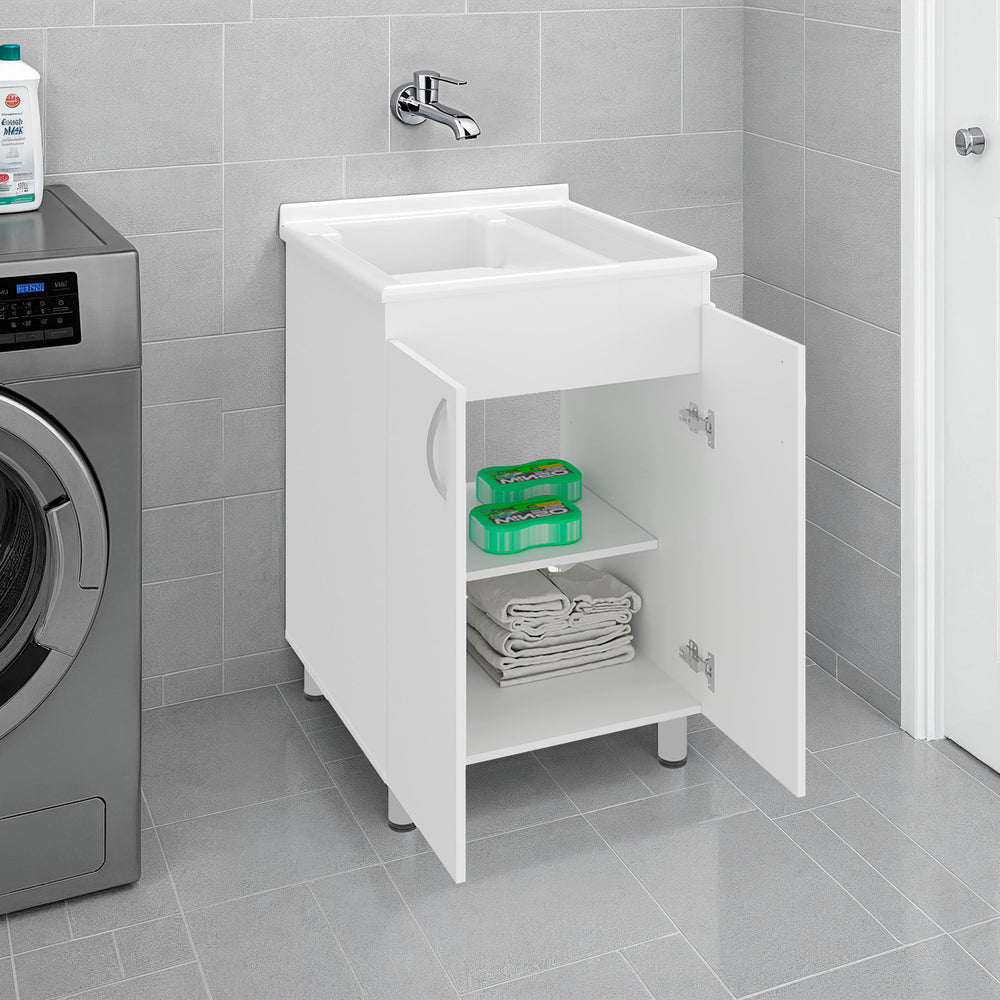 24-Inch Dunn Freestanding Utility Sink Cabinet with Double Door – Wash Basin with Storage Below