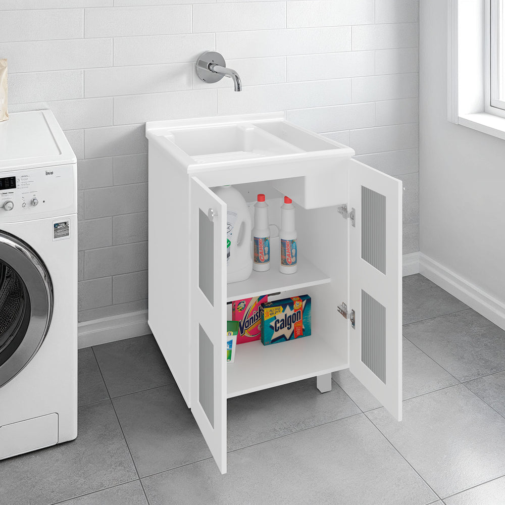 24-Inch Roper Freestanding Utility Sink Cabinet with Double Door – Deep Molded Basin
