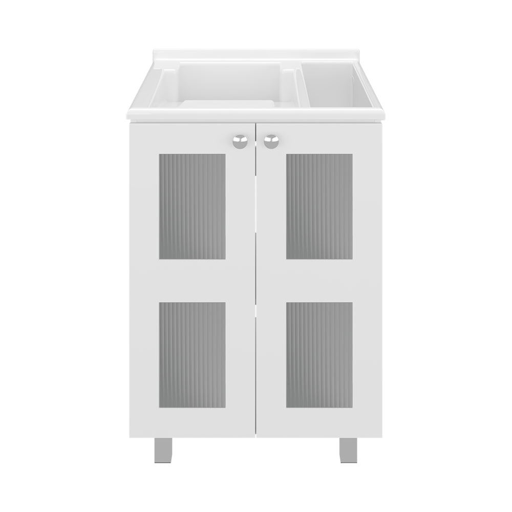 24-Inch Roper Freestanding Utility Sink Cabinet with Double Door – Fluted Cabinet Doors