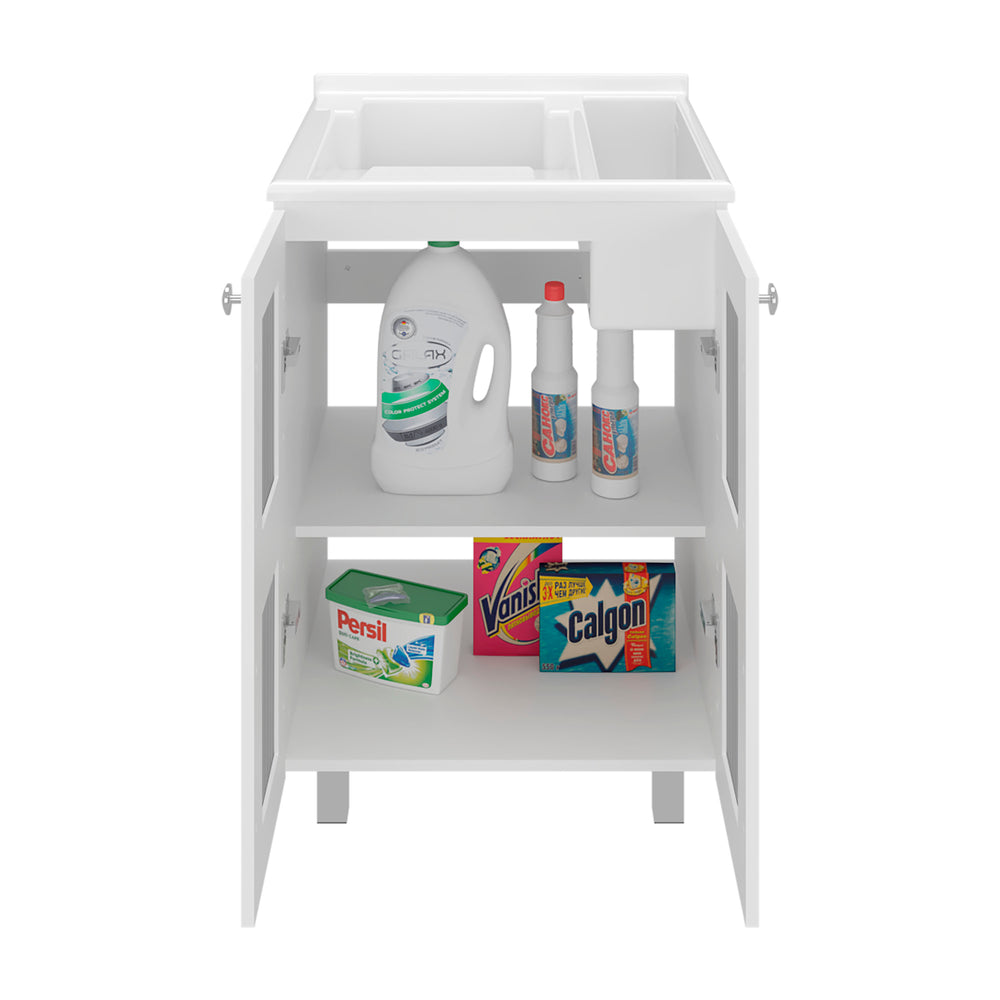 24-Inch Roper Freestanding Utility Sink Cabinet with Double Door – Open Lower Shelf