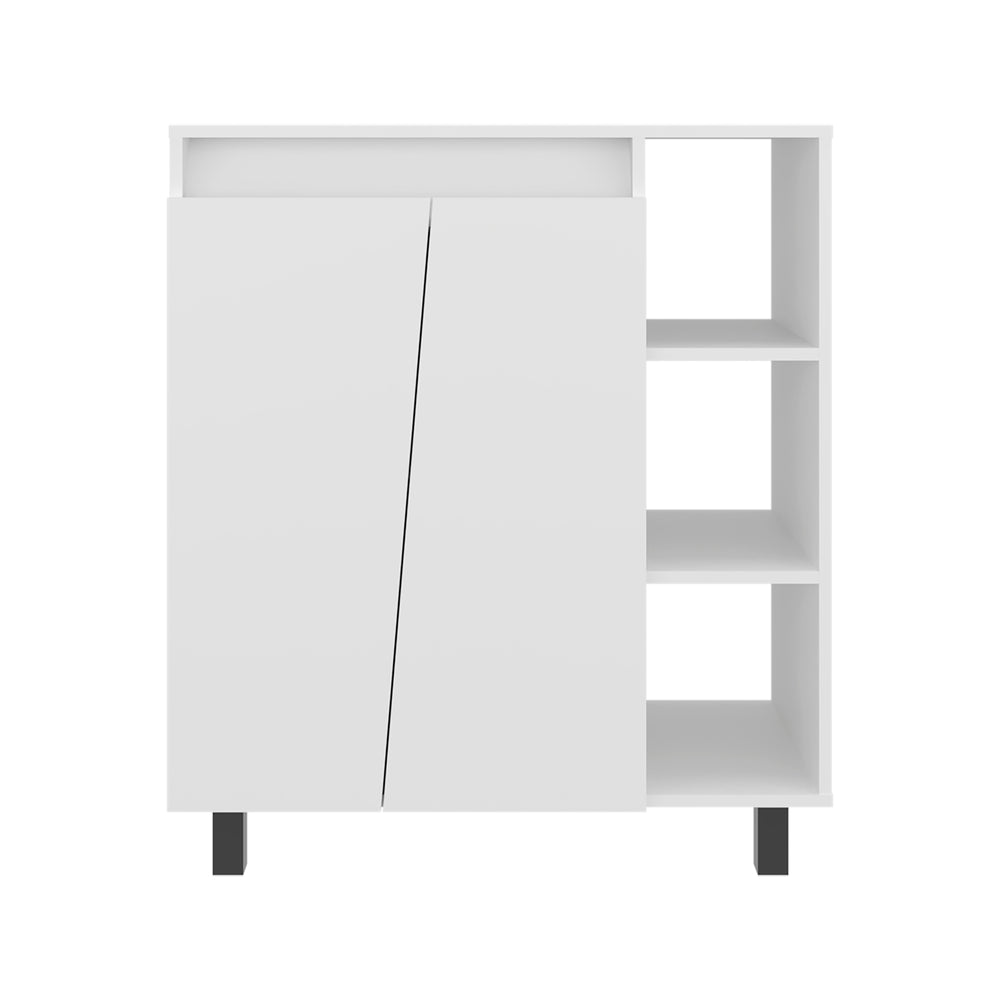 32-Inch Hazen Storage Cabinet with Double Door and 5 Open Shelves – Enclosed Cabinet Storage