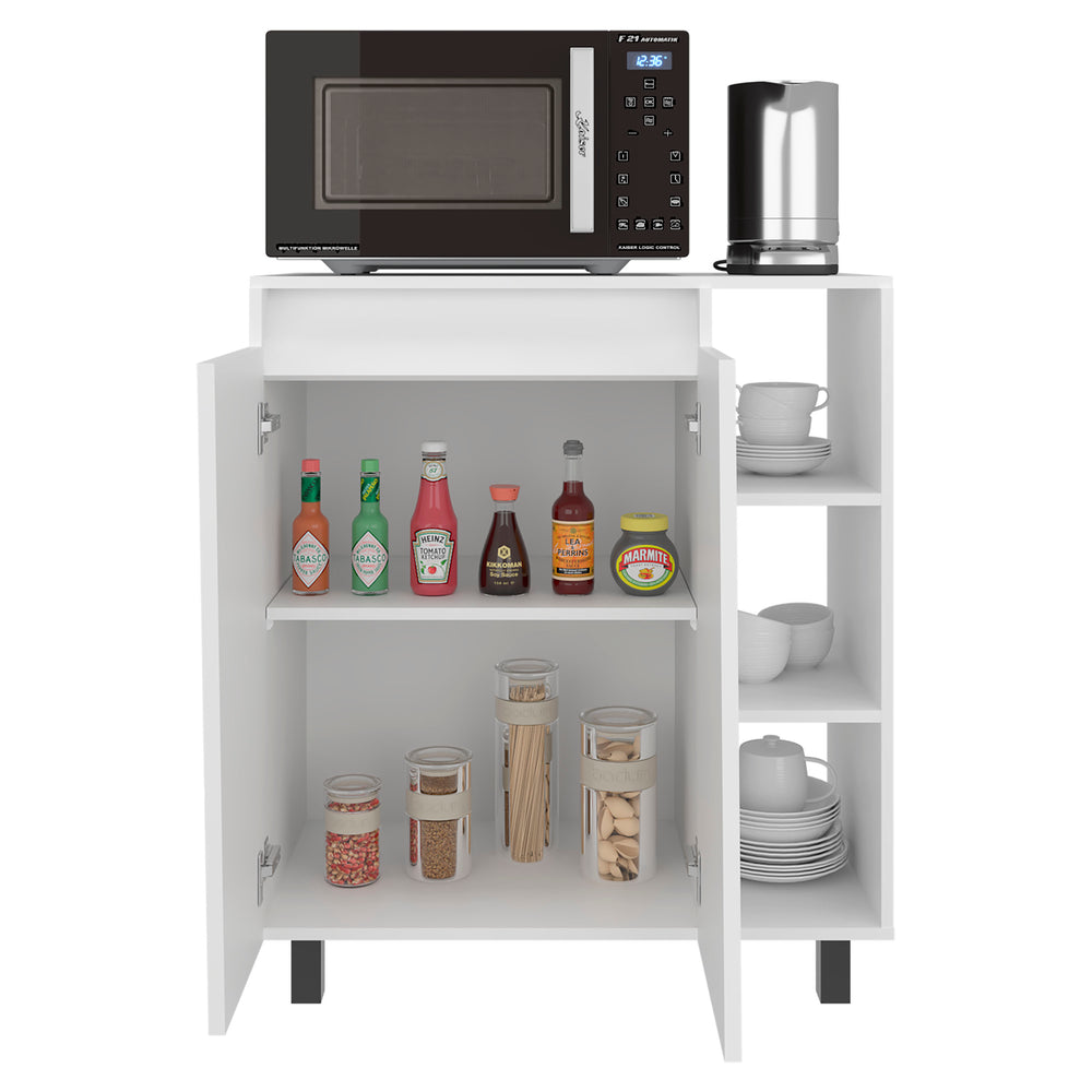 32-Inch Hazen Storage Cabinet with Double Door and 5 Open Shelves – Open Side Shelving