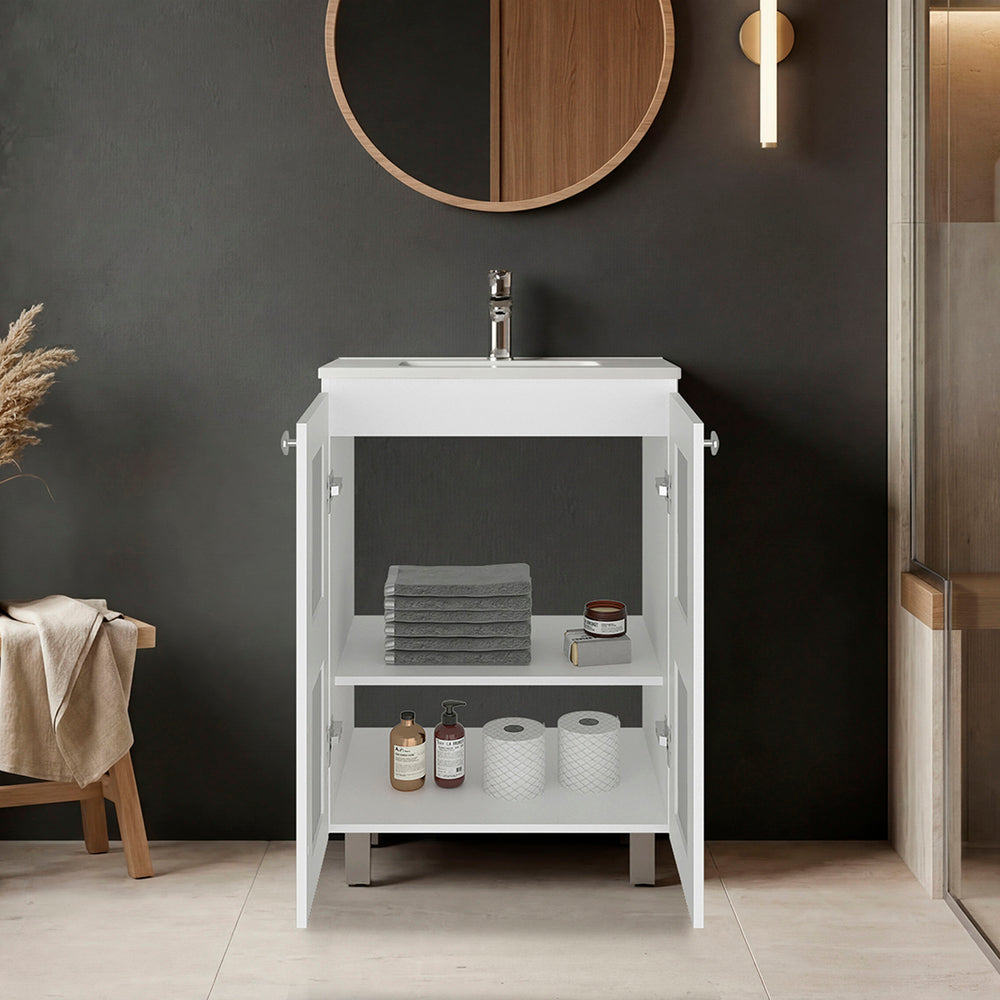24-Inch Mesic Bathroom Vanity with Sink with Double Door – Integrated Sink Top