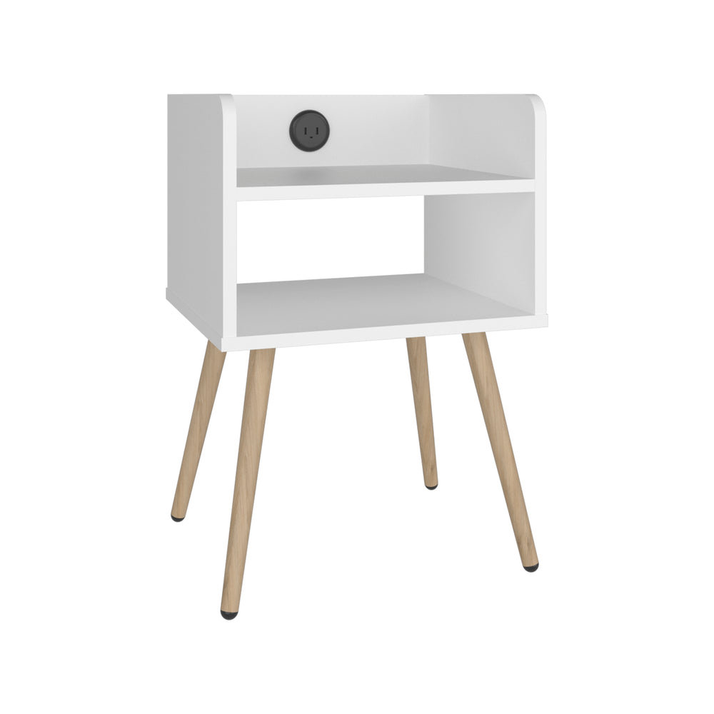 16-Inch Morven Nightstand with 2 Open Shelves – White Manufactured Wood Finish