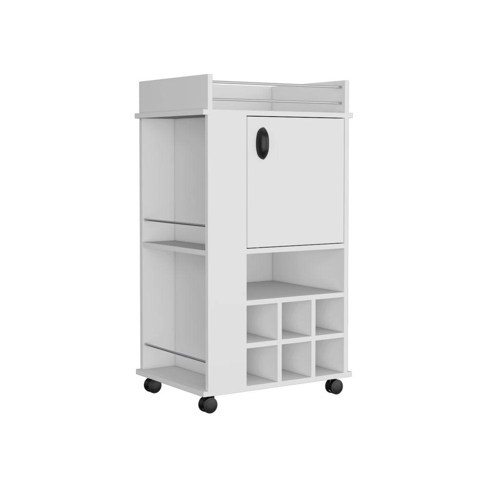 22-Inch Fraser Bar Cart with Wine Rack and Casters – Indoor Use And Assembly Required