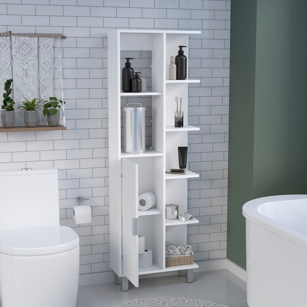 21-Inch Mott Linen Tower Cabinet with 1-Drawer and 7 Open Shelves – Layered Storage