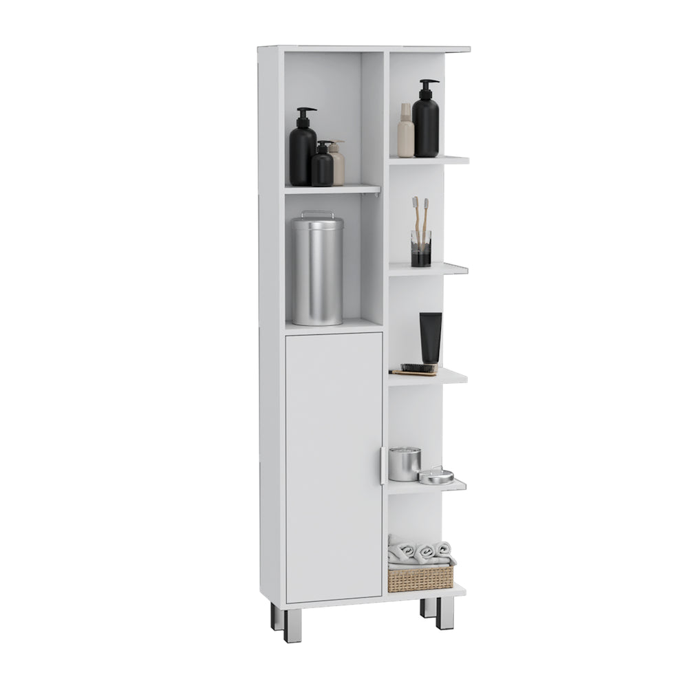 21-Inch Mott Linen Tower Cabinet with 1-Drawer and 7 Open Shelves – Confirmed Dimensions