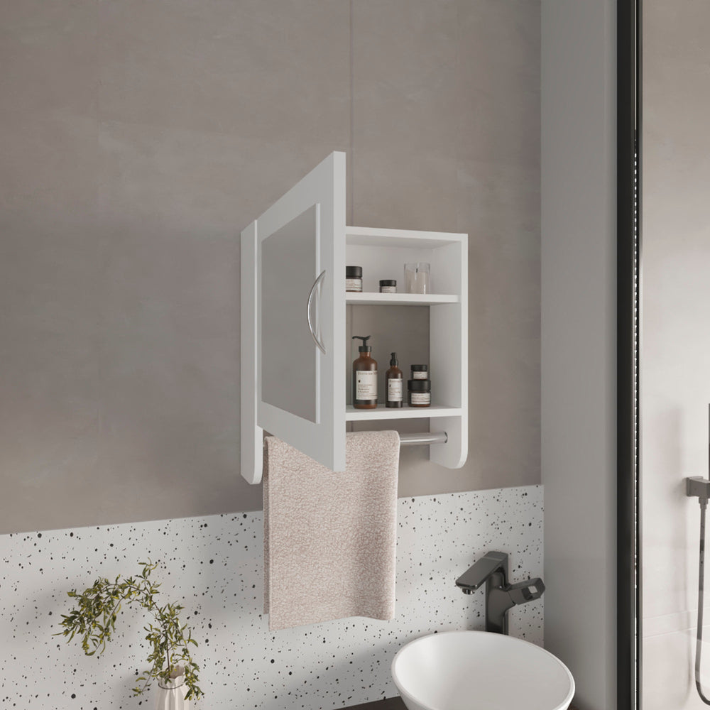 18-Inch Beaver Medicine Cabinet with Single Door and 2 Open Shelves – Convenient Integrated Towel Bar