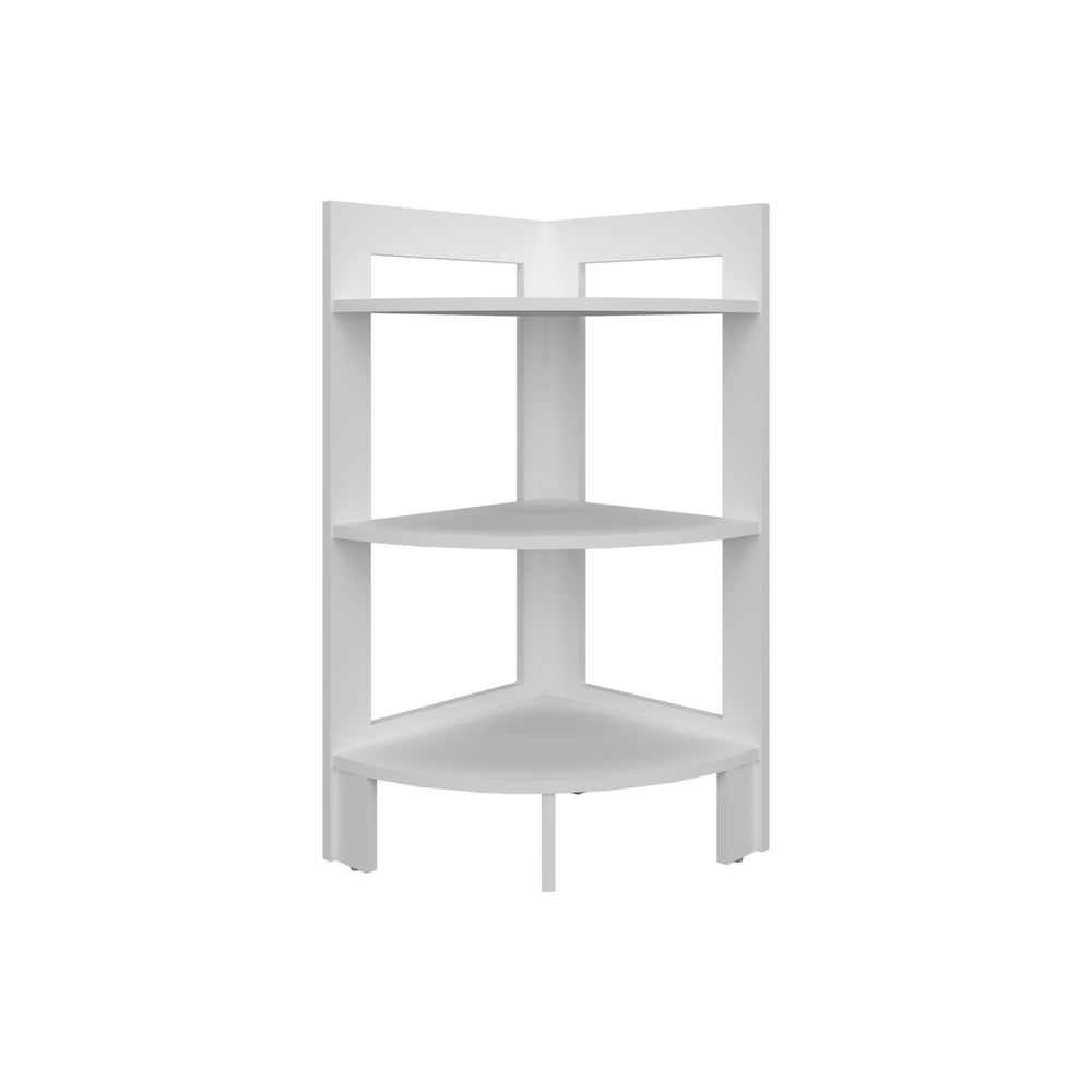 15-Inch Akutan Side Table with 3 Open Shelves – Space-Saving Footprint