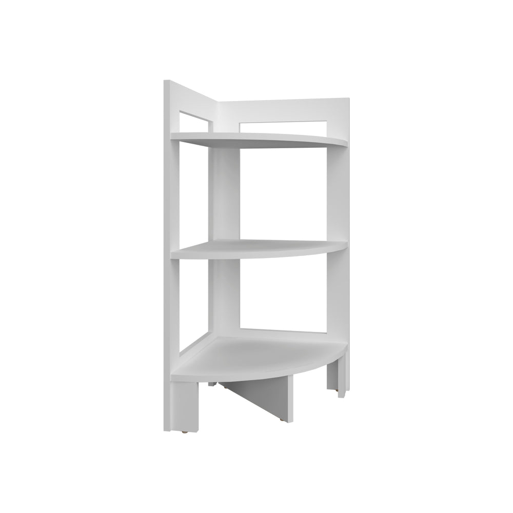 15-Inch Akutan Side Table with 3 Open Shelves – A clean white finish Finish