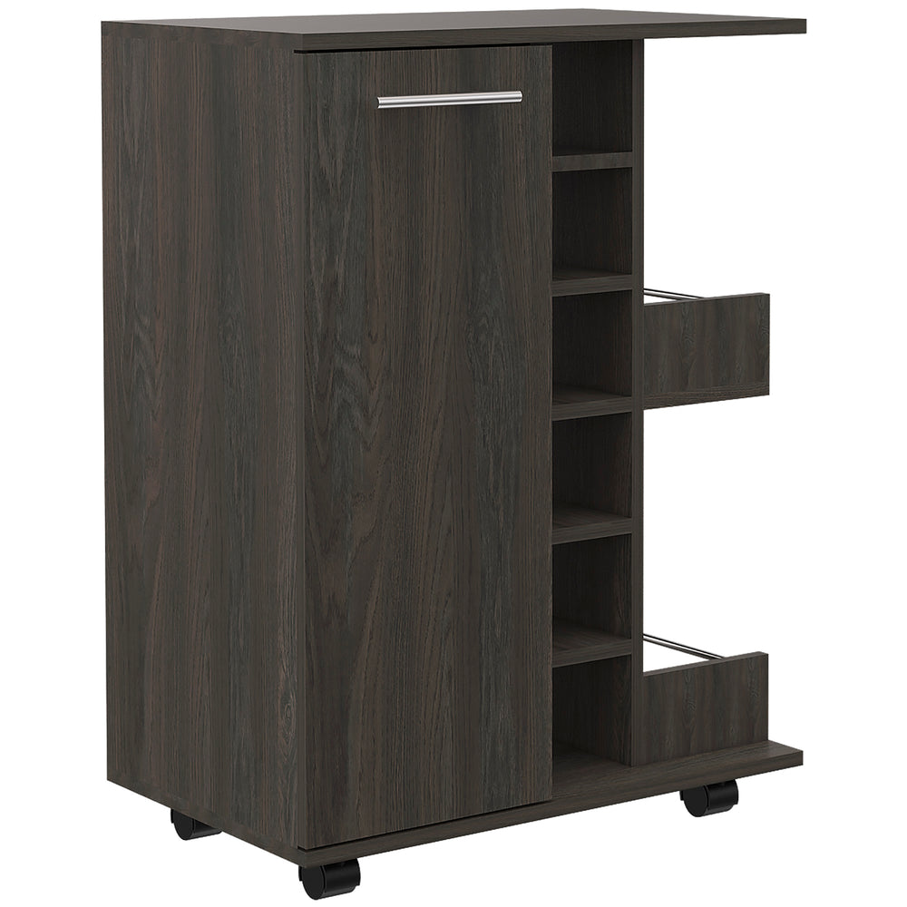 Magda Bar Cart with Wine Rack and Casters – Rolls With Ease
