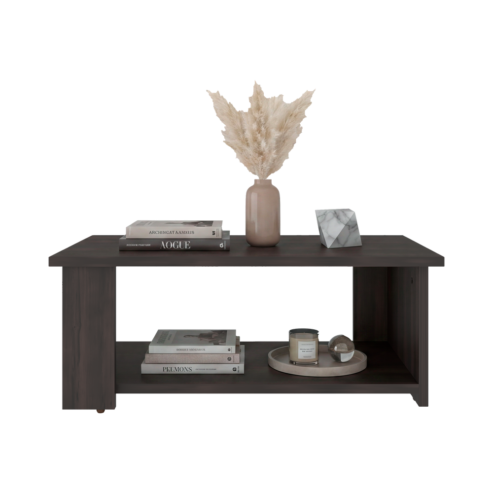 24-Inch Carson Coffee Table with Lower Storage Ledge – Compact Living Room Footprint
