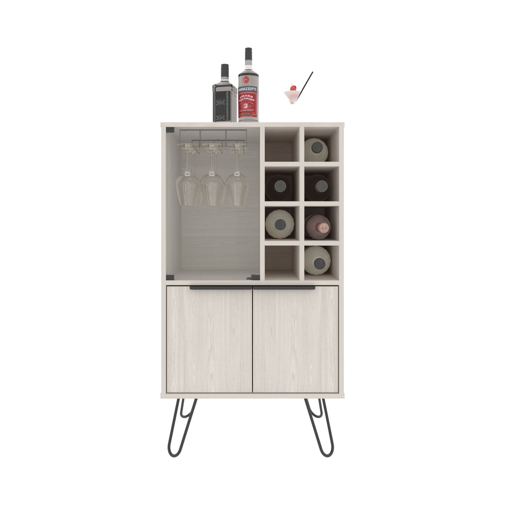 24-Inch Lutak Bar Cabinet with Double Door and 9 Open Shelves – Easy Assembly