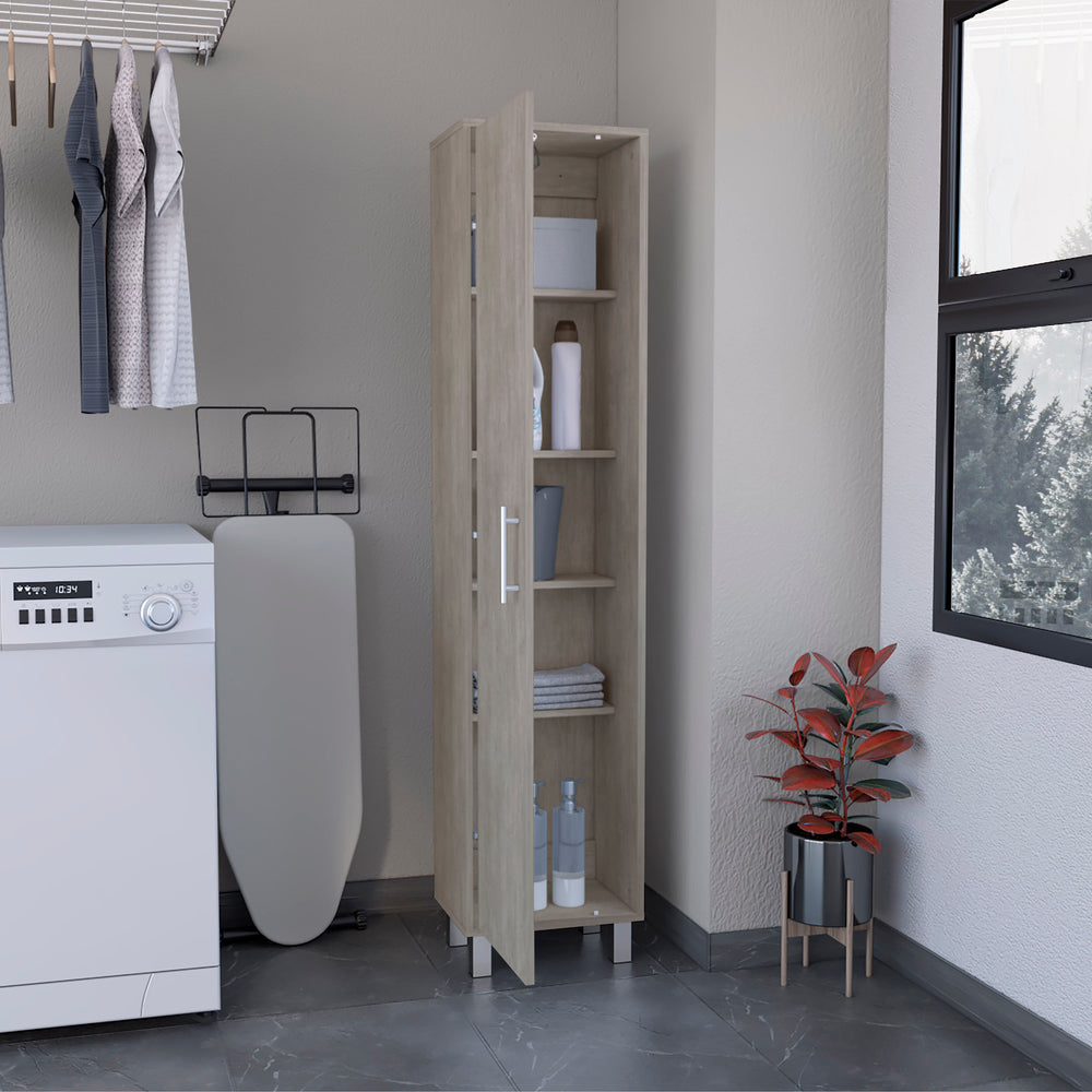 16-Inch Dryden Tall Narrow Storage Cabinet – Multi-Tier Interior Shelving