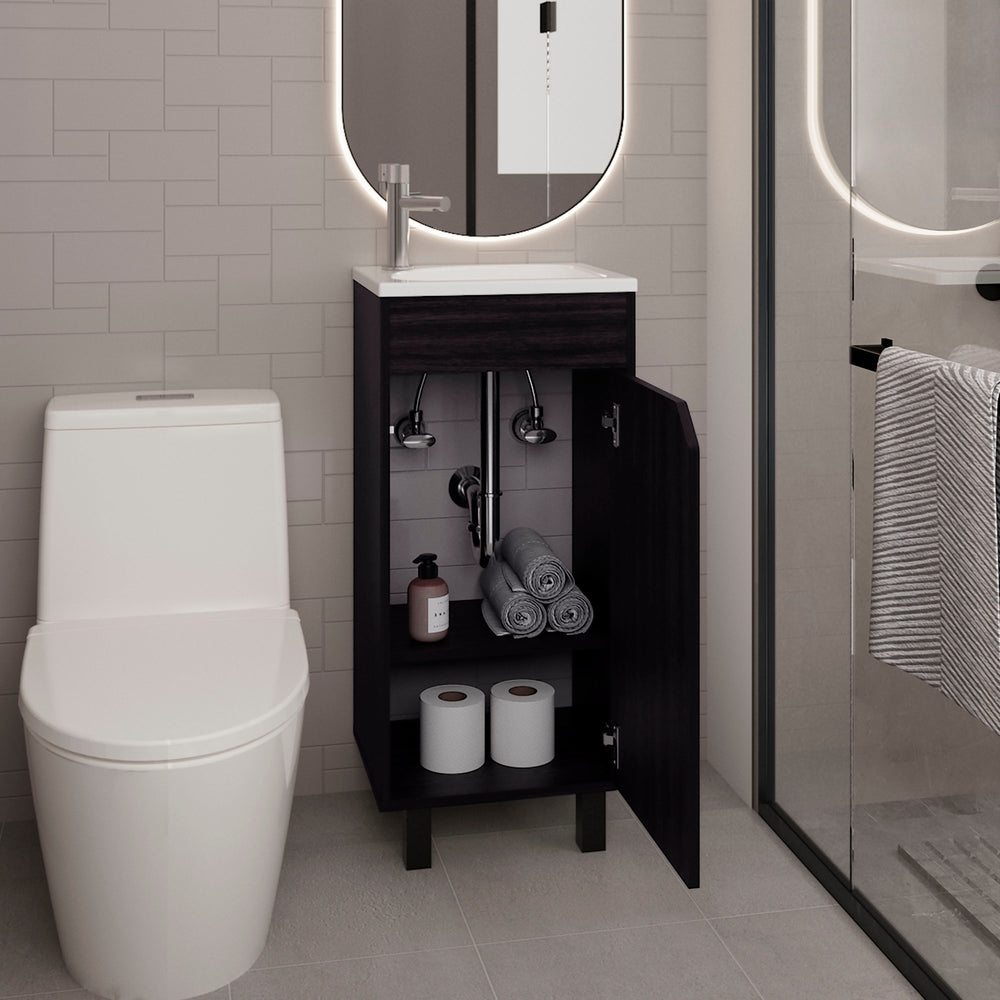 16-Inch Yorkana Bathroom Vanity with Sink with Single Door – Concealed Cabinet Storage