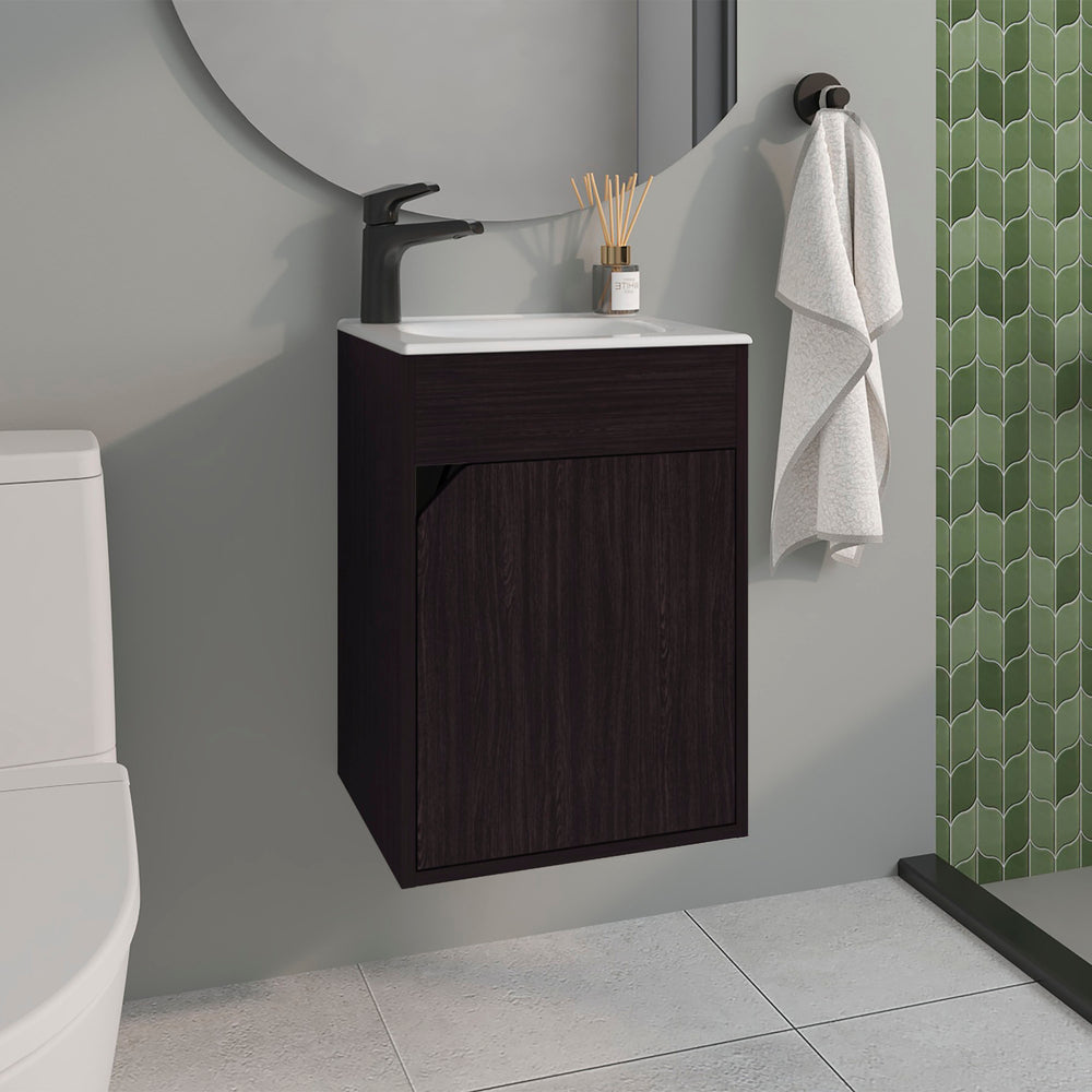 16-Inch Klawock Bathroom Vanity with Sink with Single Door – Compact Bathroom Vanity