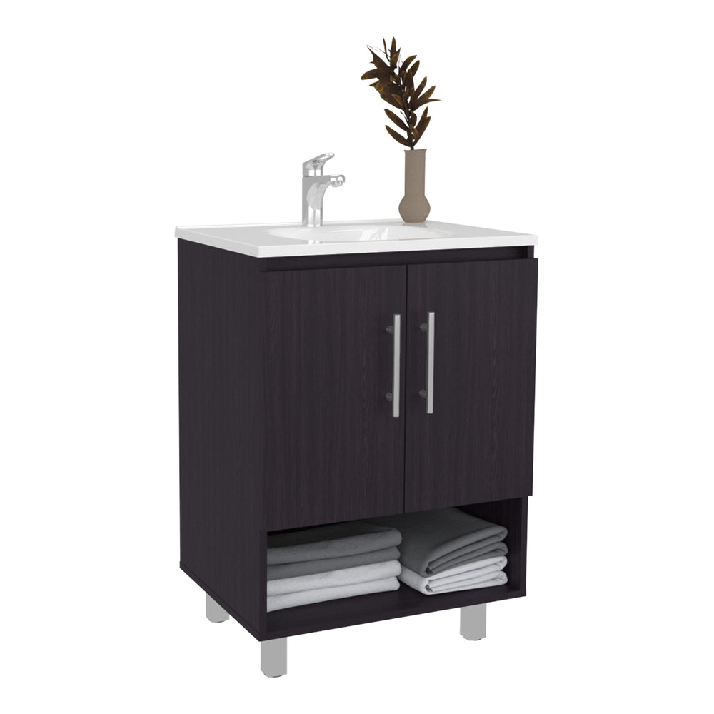24-Inch Azure Bathroom Vanity with Sink with Double Door and 4 Open Shelves – Overall Dimensions