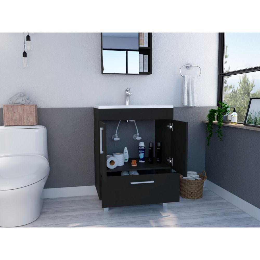 24-Inch Essential Bathroom Vanity with Sink with Double Door – Cabinet Door Storage
