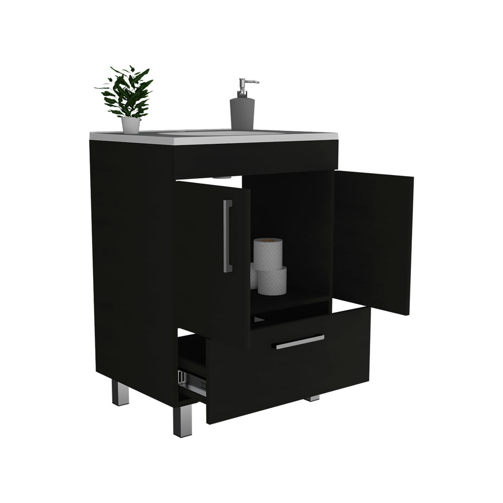 24-Inch Essential Bathroom Vanity with Sink with Double Door – Durable Black Wengue Finish