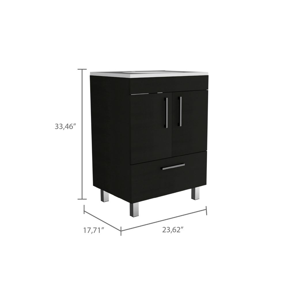 24-Inch Essential Bathroom Vanity with Sink with Double Door – Convenient Drawer