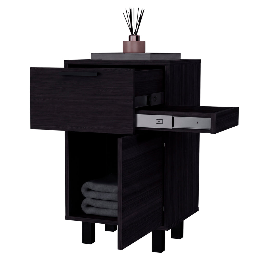 Dover Nightstand with Hidden Valuables Drawer and Black Metal Legs for the Bedroom – Real Weight Capacity
