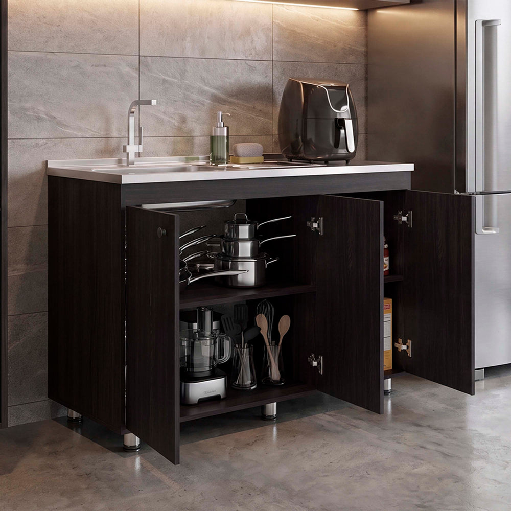 Spindale Sink Base Cabinet, Kitchen Cabinet with Integrated Sink and Drainboard, Interior Shelves and Doors – Matching Kitchen Set