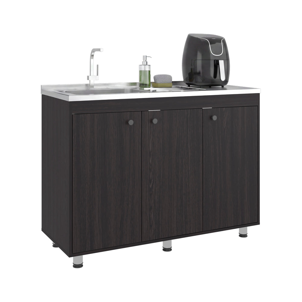 Spindale Sink Base Cabinet, Kitchen Cabinet with Integrated Sink and Drainboard, Interior Shelves and Doors – Sturdy and Secure
