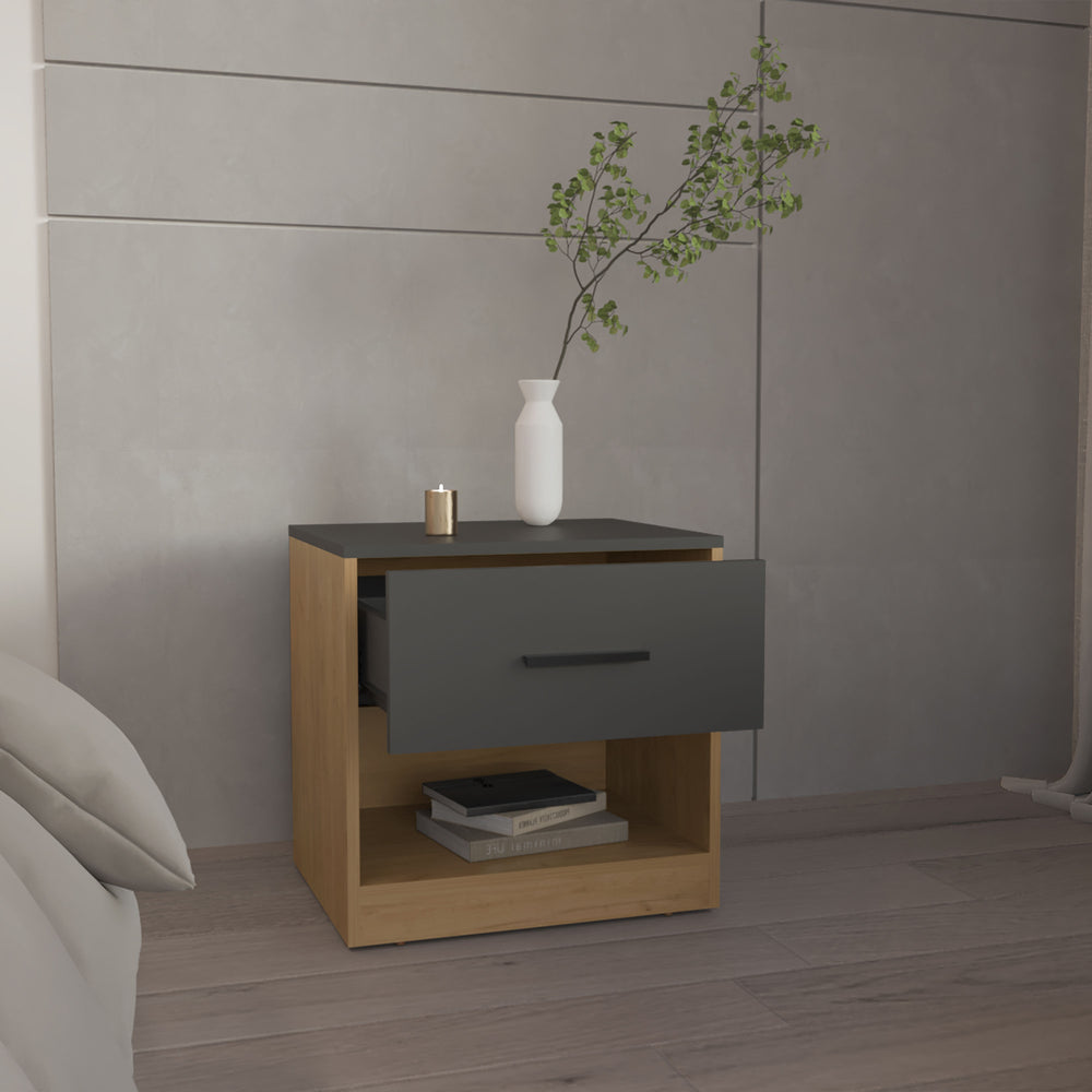 20-Inch Palmyra Nightstand with Single Door – Open Cubby Shelf