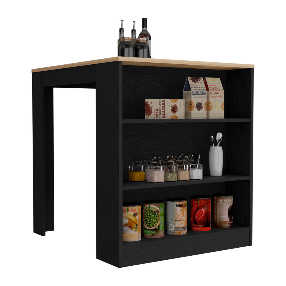 36-Inch Milos Kitchen Island – Built-In Open Shelving