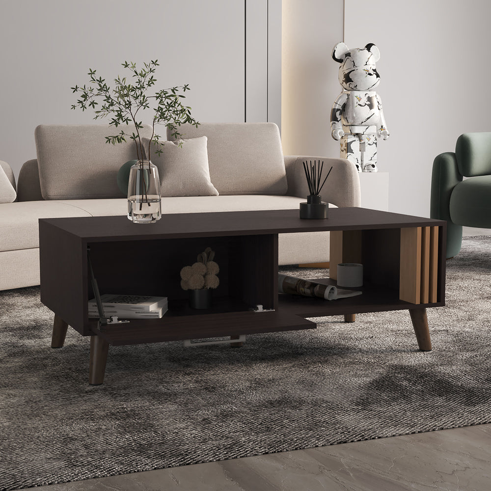 47-Inch Lenoir Coffee Table with Single Door – Open Lower Shelf