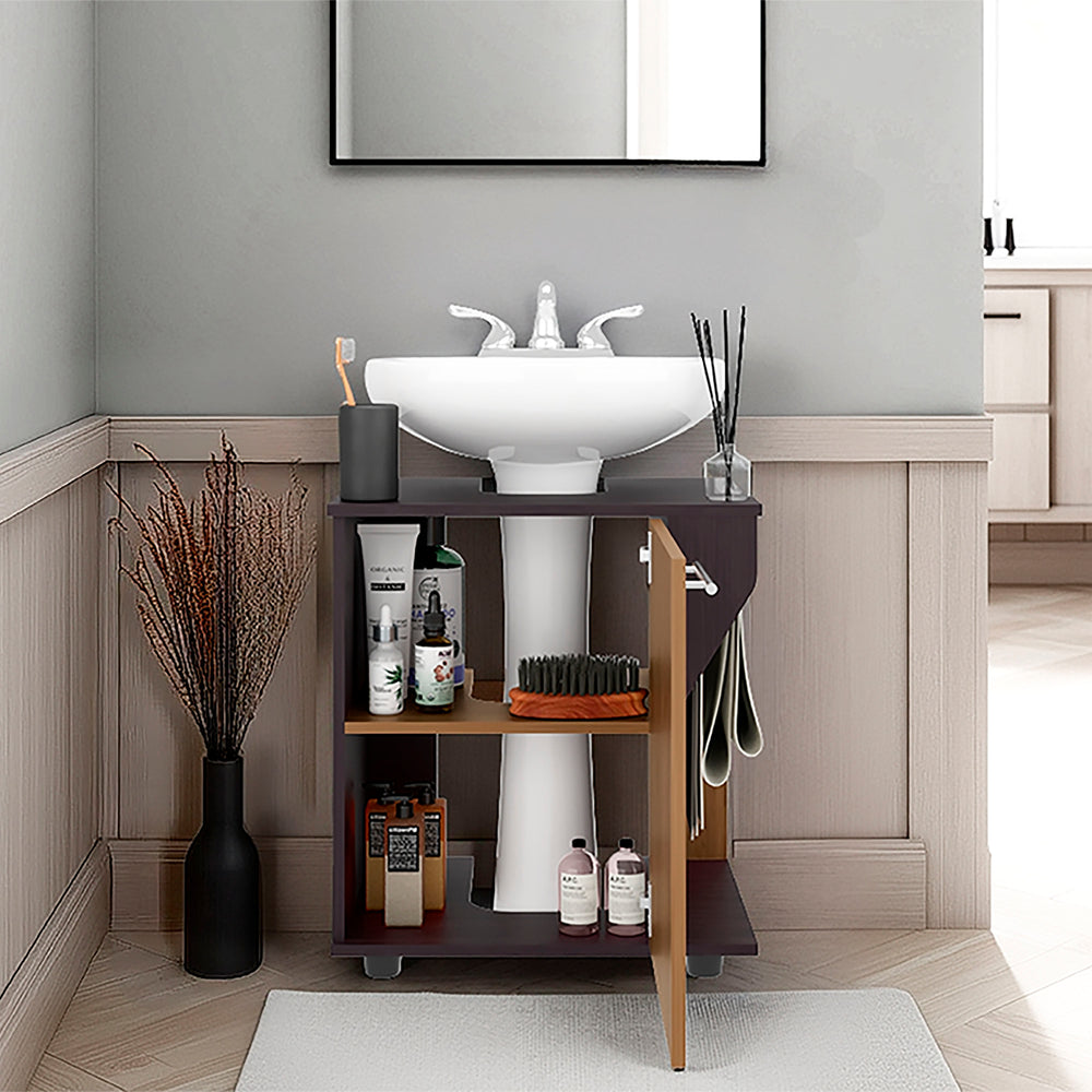 22-Inch Enfield Under Under-Sink Storage Cabinet with Single Door and 3 Open Shelves – Notched Top for Sink Plumbing
