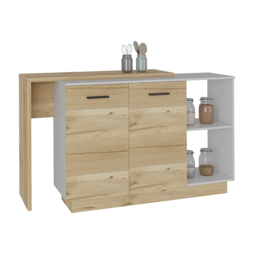 59-Inch Creta Kitchen Island with Double Door – Extendable Countertop